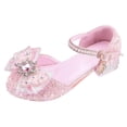 thumbnail image 1 of Quealent Girls Dress Shoes Princess Crystal High Heels Closed Toe Party Wedding Flower Girls Shoes Toddler Little Big Kid Pink for Size 11.5, 1 of 8