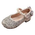 thumbnail image 1 of Quealent Toddler Little Girls Princess Shoes Mary Jane Ballerina Flats Flower Girl Dress Shoes Silver for Size 3, 1 of 6