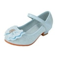 thumbnail image 1 of Quealent Girls Flats Sparkle Party Mary Jane Princess Dress Shoes Blue for Size 2.5, 1 of 7