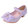 thumbnail image 1 of Quealent Girls Mary Jane Dress Shoes Rhinestones Bows Flower Girl Wedding Princess Low Heels Toddler Little Kids Pump Shoes Purple for Size 1.5, 1 of 7