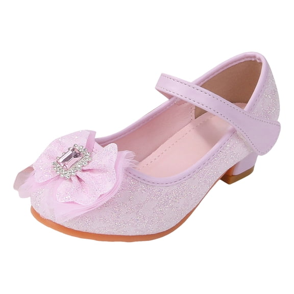 Quealent Girls Mary Jane Dress Shoes Rhinestones Bows Flower Girl Wedding Princess Low Heels Toddler Little Kids Pump Shoes Red for Size 11.5