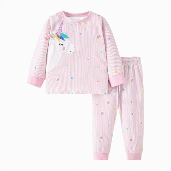Quealent Girls Pajamas Little Kids Pjs Sleepwear Children Clothes Sets (Light Purple, 6-7 Years)