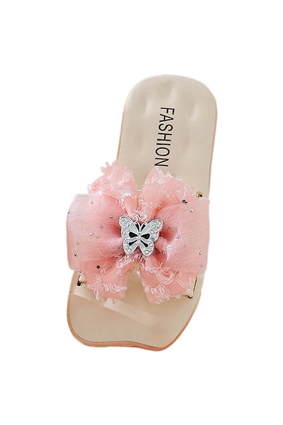 Girls Slide Sandals Sparkly Kids Summer Slippers Slip On for Outdoor Beach Pool Shower Shoes(Toddler/Little Kid) Pink for Size 12