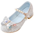 thumbnail image 1 of Quealent Girls Sparkle Princess Dress Shoes Bow Wedding Party Flower Bridesmaids Mary Jane Ballet Flats for Kid Toddler Silver for Size 12.5, 1 of 7