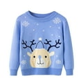 thumbnail image 1 of Quealent Girls Sweater Female Big Kid Girls Fashion Toddler Boys Girls Christmas Cartoon Sweater Long Sleeve Warm Knitted Pullover Outfits (Blue, 4-5 Years), 1 of 6