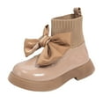 thumbnail image 1 of Quealent Girls Toddler Bow knot Ankle Boots Low Chunky Heel Side Zipper Cute Dress Booties Little Big Kid Khaki for Size 12.5, 1 of 9