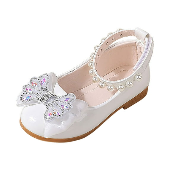 Quealent Girls Toddler Little Ballet Shoes - Flower Girls Mary Jane Flats Dress Shoes Party Wedding White for Size 12.5