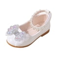 thumbnail image 1 of Quealent Girls Toddler Little Ballet Shoes - Flower Girls Mary Jane Flats Dress Shoes Party Wedding White for Size 8.5, 1 of 7