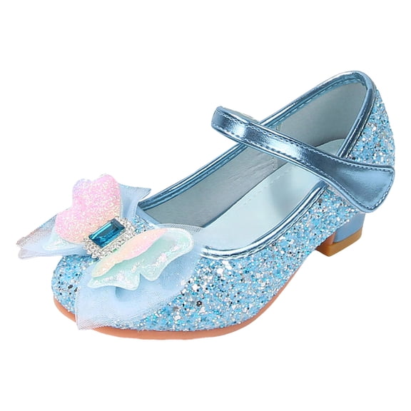 Quealent Girls Toddler/Little Kid Jada Dress Mary Jane Pumps Bow Low Heels Party Wedding Princess Shoes Blue for Size 13