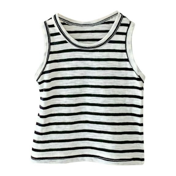 Quealent Girls Tops 2024 Girls T Shirts Sleeveless Undershirts Kids Girls T-Shirts Vest Black,12-18 Months