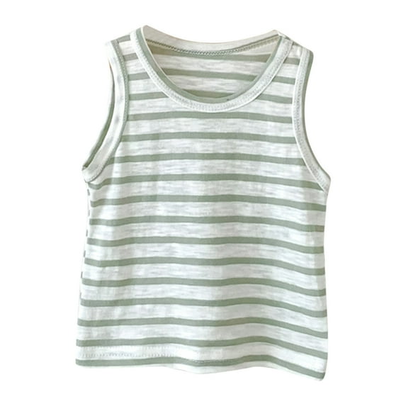 Quealent Girls Tops 2024 Kids Tops for Girls Toddler Baby Boys Girls Solid Tank Tops T-Shirts Undershirts Cotton Summer Sleeveless Vest Green,12-18 Months