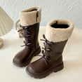 thumbnail image 1 of Quealent Girls Winter Boots Fashionable Long Calf High Faux Lined Zip Up Casual Outdoor Booties For Kids Girls Cowboy Boots Brown for Size 3.5, 1 of 5