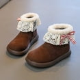 thumbnail image 1 of Quealent Girls Winter Snow Boots, Non-Slip Winter Fleece Thermal Ankle Boots Brown for Size 1.5, 1 of 5