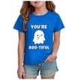 thumbnail image 1 of Quealent Halloween T Shirts for Boy Girl Cute Ghost Shirt Halloween Kids Spooky Season Short Sleeve Tee Tops (Blue, 9-10 Years), 1 of 5