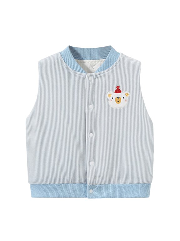 High Thick Baby Vest for Girls&Boys, Button Down Purcotton Toddler Cardigan Girl&Boys for Spring&Fall&Winter (Blue, 12-18 Months)
