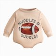 thumbnail image 1 of Quealent Infant Baby Boy Game Day Outfit One Piece Football Romper Newborn Long Sleeve Onesie Winter Clothes (Beige, 12-18 Months), 1 of 7