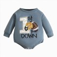 thumbnail image 1 of Quealent Infant Baby Boy Game Day Outfit One Piece Football Romper Newborn Long Sleeve Onesie Winter Clothes (Blue, 3-6 Months), 1 of 7