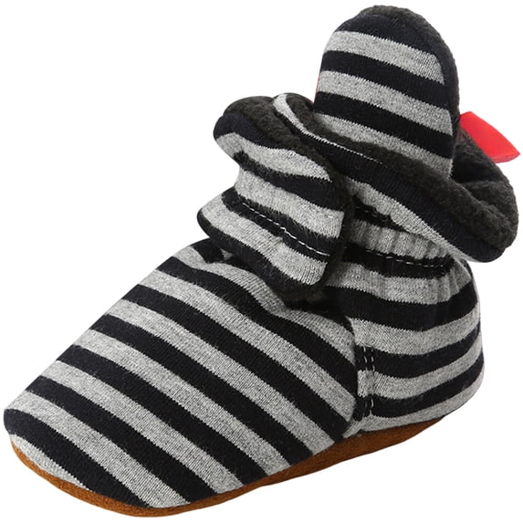 Quealent Infant Baby Boys Girls Soft Winter Warm Fleece Cozy Indoor Boots Cotton Non-Slip Booties Shoe Toddler Socks Crib shoes Black for Size Infant 3.5