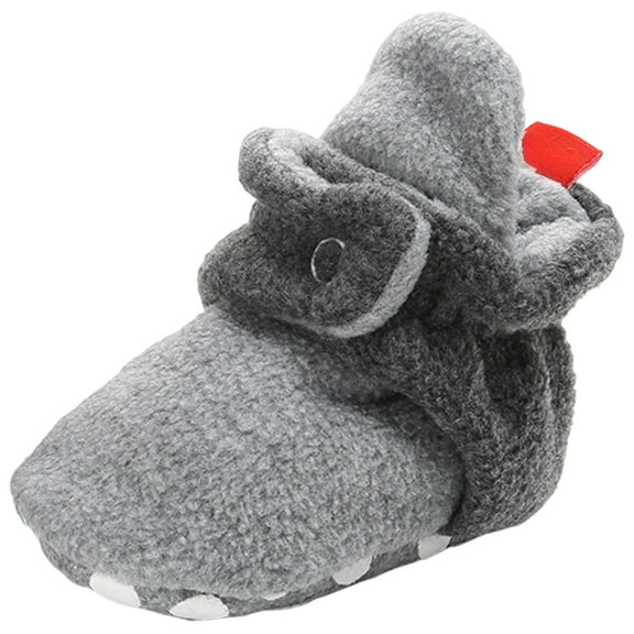 Quealent Infant Baby Boys Girls Soft Winter Warm Fleece Cozy Indoor Boots Cotton Non-Slip Booties Shoe Toddler Socks Crib shoes Gray for Size Infant 3.5