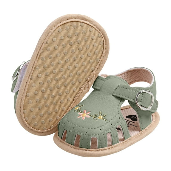 Quealent Baby Boys Girls Squeaky Sandals Summer Closed-Toe Anti-Slip Rubber Sole Toddler First Walkers Shoes Green for Size 6