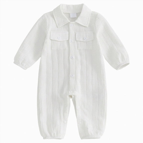 Quealent Infant Baby Girl Boy Romper Easy Diaper Changes Bodysuit Romper Cotton Romper One Piece Outfits Bodysuit (White, 9-12 Months)