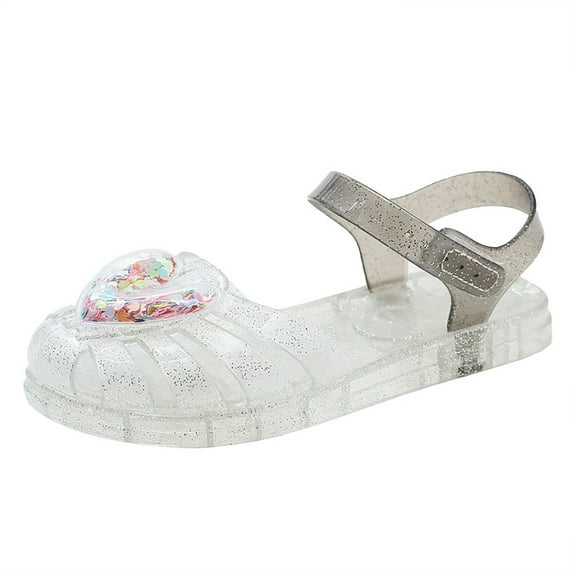 Quealent Jelly Sandals for Girls,Fisherman Gladiator Water Beach Flat Sandals Closed Toe Princess Costume Summer Dress Shoes for Toddler/Little Kid/Big Kid Silver for Size 11.5