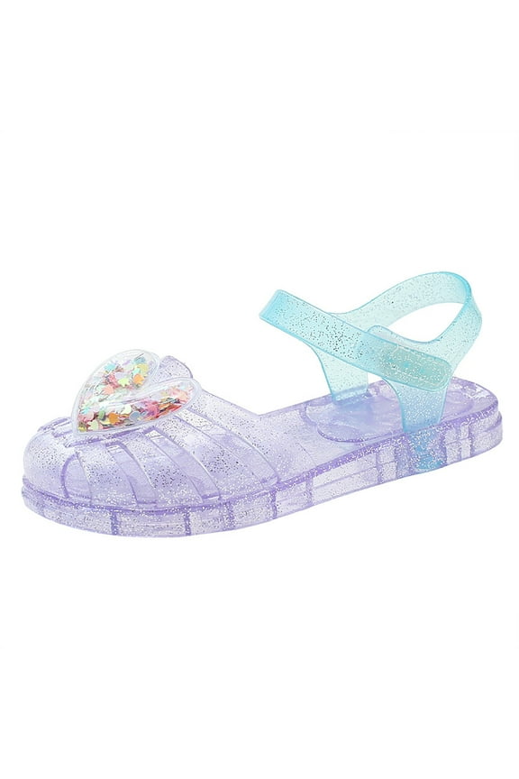 Jelly Sandals for Girls Fisherman Gladiator Water Beach Glitter Slingback Flat Sandals Closed Toe Princess Costume Summer Dress Shoes for Toddler/Little Kid/Big Kid Purple for Size 2