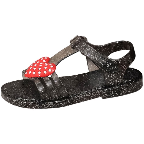 Quealent Jelly Sandals Girls Soft Sole Princess Summer Dress Sandals Closed Toe Comfortable for Toddler Little Kid Big Kid Black for Size 12.5