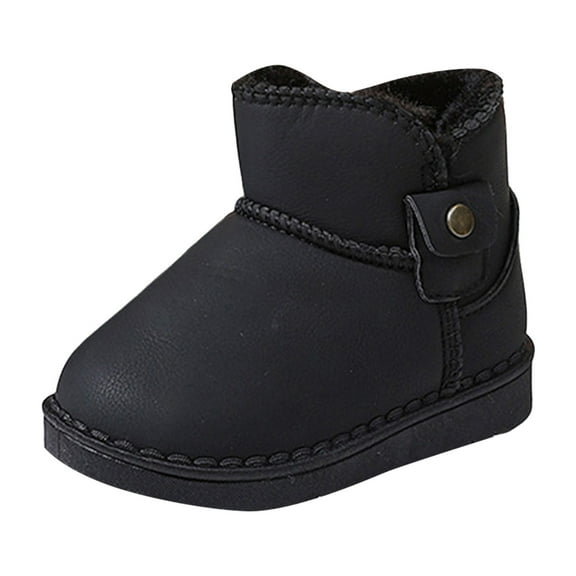 Quealent Kid's Girls Shearling Sheepskin Boot - Warm Easy On Winter Boot Black for Size 1