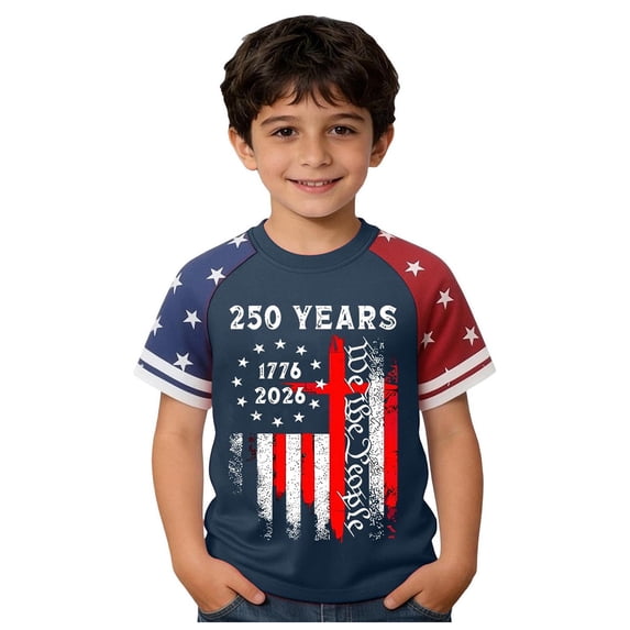 Quealent Kids 4th of July Shirts for Girl USA American Flag T-Shirt Patriotic 1776 Raglan Tee Shirt Outfit 6-15Years (Navy, 10-11 Years)