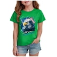 thumbnail image 1 of Quealent Kids American Flag Shirt Boys Girls Toddler 4th of July Tshirts Patriotic Tee Tops Independence Day Short Sleeve (Green, 5-6 Years), 1 of 5