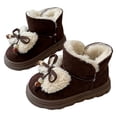 thumbnail image 1 of Quealent Kids Boots Toddler Girls Cute Butterfly Bow | PomPom PU leather Boot (Toddler/Small Kid) Coffee for Size 1.5, 1 of 8