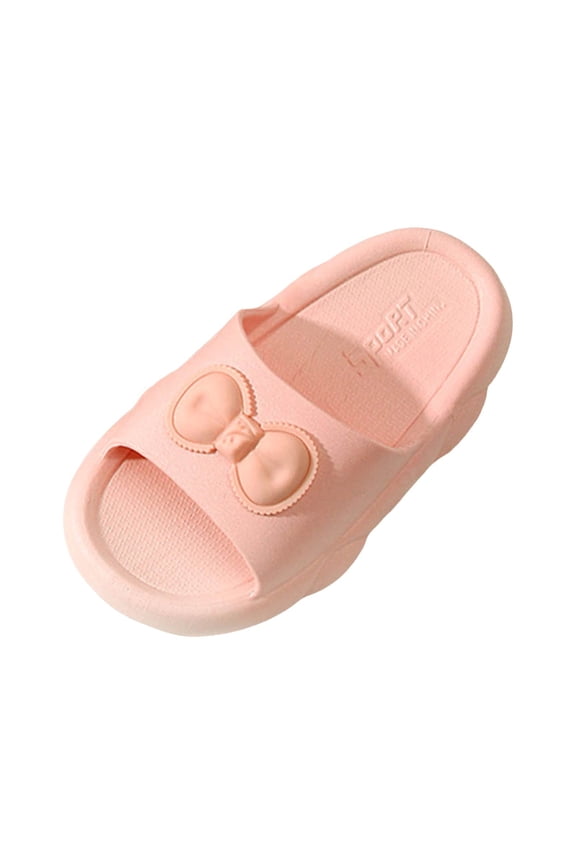 Kids Bow Slippers - Cute Shoes with Non-Slip Sole for Girls,Indoor Slide Slippers Pink for Size 1