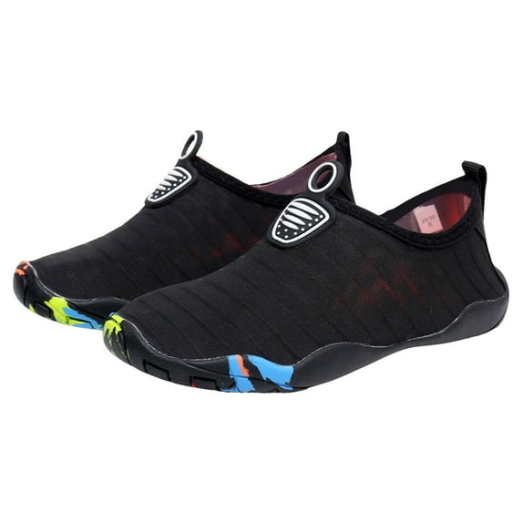 Quealent Kids Boys Girls Water Shoes Barefoot Aqua Socks Fast Dry Beach Swim Outdoor Sports Shoes for Toddler Black for 11