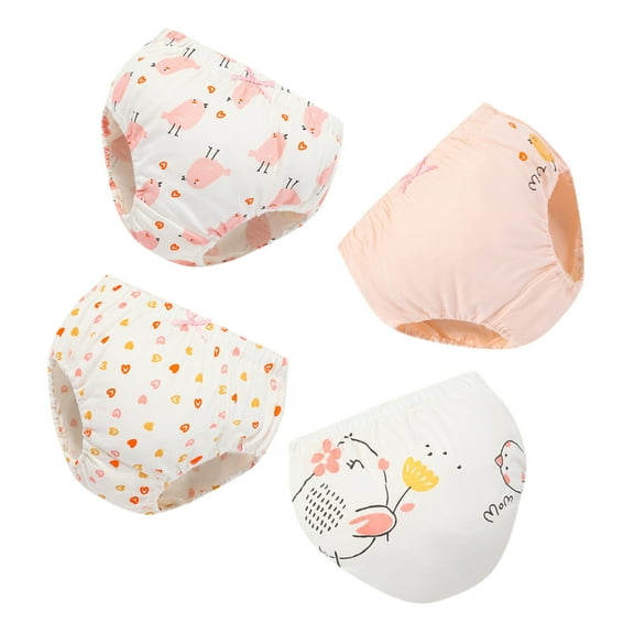Quealent Kids Child Toddler Baby Girls Underpants Cartoon Print Underwear Cotton Briefs Trunks 4PCS Girls Toddler Clothes Training Underwear Girls Yellow,18-24 Months