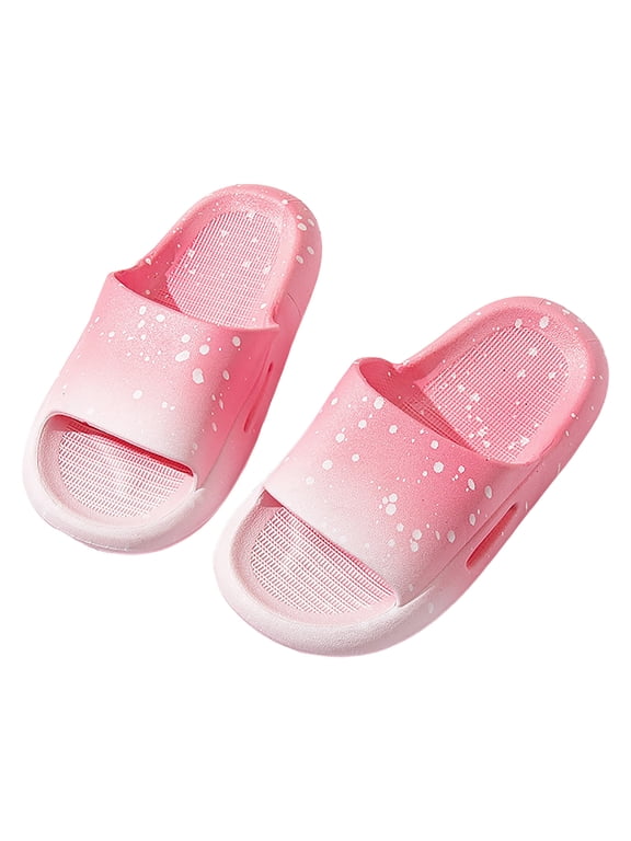 Kids Cloud Slides Boys Girls Shower Slippers Slip on Slide Sandals Non-slip Summer Beach Pool Shoes Pink for Size 2.5