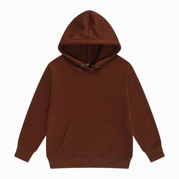Quealent Kids Cotton Hoodies Toddler Fall Pullover Hooded Medium Weight Sweatshirts with Pocket for Boys and Girls (Coffee, 13-14 Years)