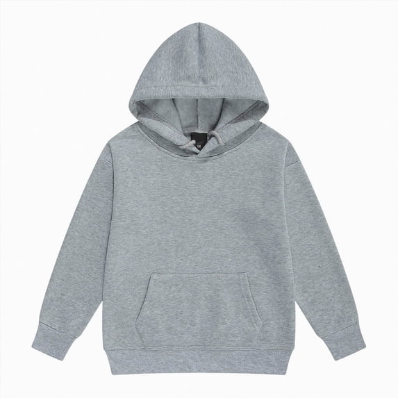 Quealent Kids Cotton Hoodies Toddler Fall Pullover Hooded Medium Weight Sweatshirts with Pocket for Boys and Girls (Grey, 7-8 Years)