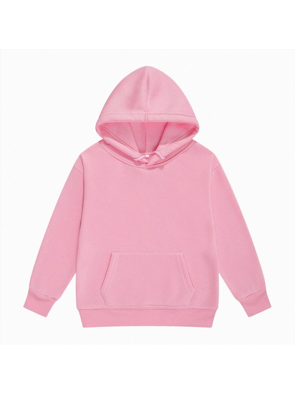 Kids Cotton Hoodies Toddler Fall Pullover Hooded Medium Weight Sweatshirts with Pocket for Boys and Girls (Pink, 11-12 Years)