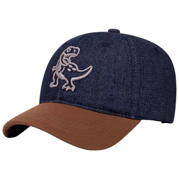 Quealent Kids Dinosaur Embroidery Baseball Cap, Adjustable Snapback Washed Distressed Vintage Retro Cotton Sun Hat Navy for Size One Size