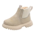 thumbnail image 1 of Quealent Kids Girls Ankle Boots Side Zipper Leather Chelsea Booties Winter Fall Waterproof Outdoor Toddlers Shoes Beige for Size 12, 1 of 9