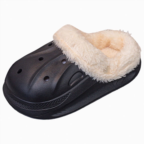 Quealent Kids Girls Boys Fur Lined Clogs Toddler Fuzzy Slippers | Warm Faux Fur Inside, Non-slip Sole, Winter Gifts, Cozy, Lightweight, Indoor and Outdoor (4.5, Black)