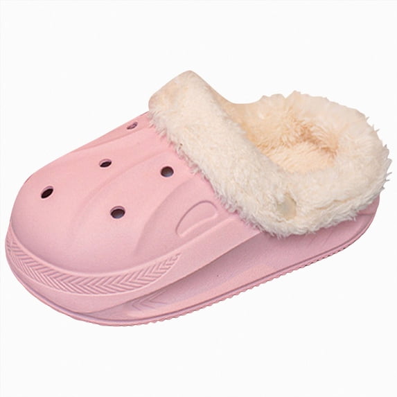 Quealent Kids Girls Boys Fur Lined Clogs Toddler Fuzzy Slippers | Warm Faux Fur Inside, Non-slip Sole, Winter Gifts, Cozy, Lightweight, Indoor and Outdoor (9, Pink)