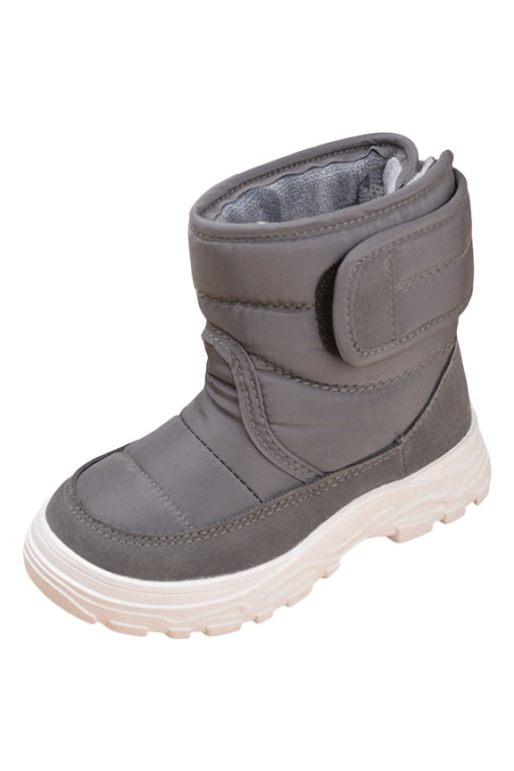 Kids Girls Snow Boots Stay Warm Water Resistant Slip Resistant Faux Furry Lined Mid Calf Winter Shoes (Toddler/Little Kid) Gary for Size 7