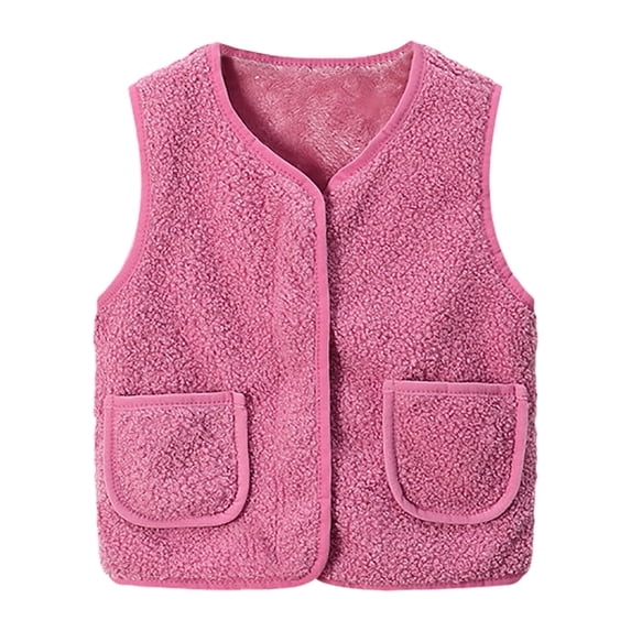 Quealent Kids Sherpa Fleece Vest Toddler Boys Girls Sleeveless Zip Up Fuzzy Jacket Baby Fall Winter Warm Puffy Faux Fur Coat Tops (Pink, 7-8 Years)