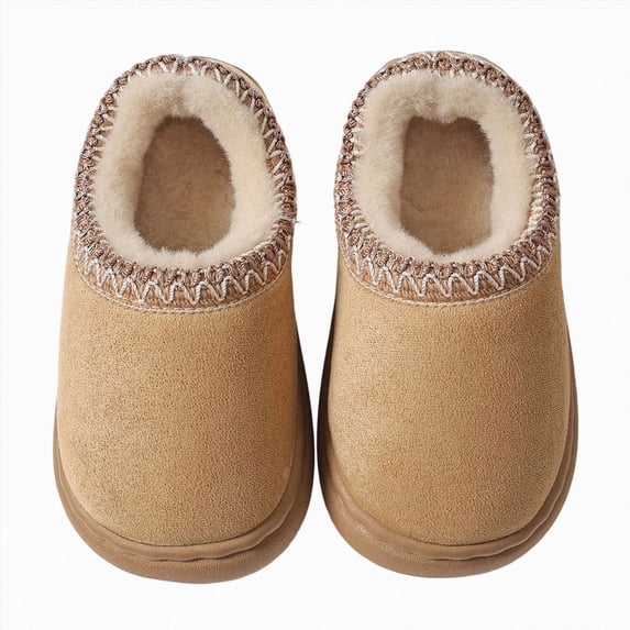 Quealent Kids Slippers Girls Boys House Shoes Fuzzy Warm | Plush Platform, Slip-on Slipper, Winter, Indoor Outdoor (1.5, Khaki)