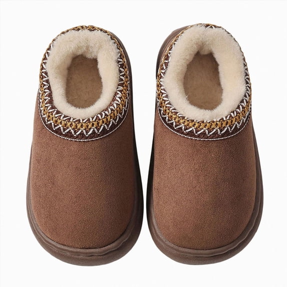 Quealent Kids Slippers Girls Boys House Shoes Fuzzy Warm | Plush Platform, Slip-on Slipper, Winter, Indoor Outdoor (13, Coffee)