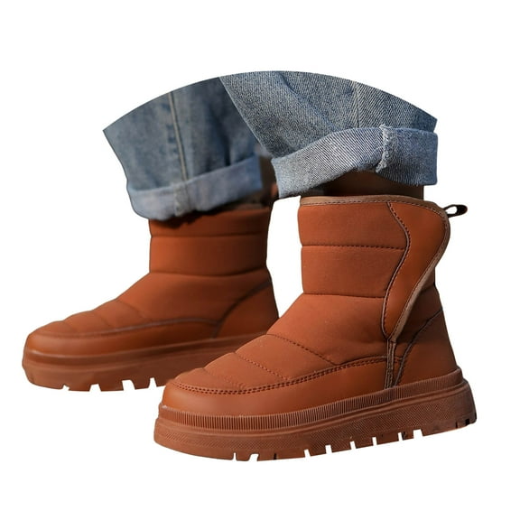 Quealent Kids Snow Boots Boys Girls Toddler Winter Waterproof Shoes Cold Weather Outdoor Lightweight (Toddler/Little Kids/Big Kids) Coffee for Size 11