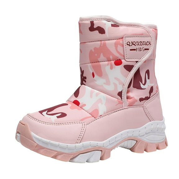 Quealent Kids Snow Boots for Boys Girls Winter Warm Waterproof Non Slip Outdoor Shoes Cold Weather (Toddler/Little Kid/Big Kid) Pink for Size 12