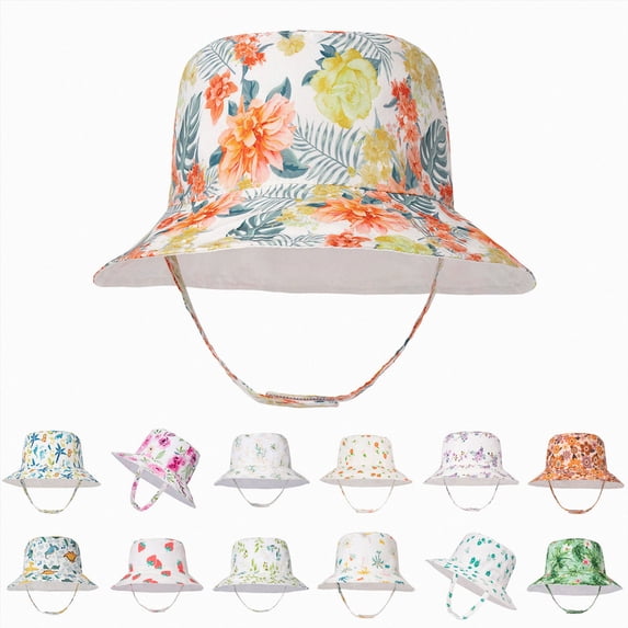 Quealent Kids Sun Hat for Boys Girls Wide Brim Bucket Hat UPF 50+ Sun Protection Hat Breathable Summer Beach Hat S